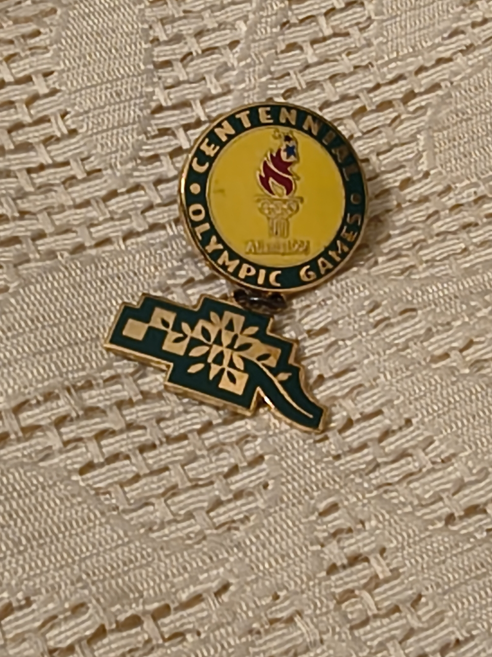Centennial Olympic Games Enamel Pin - Yellow & Teal